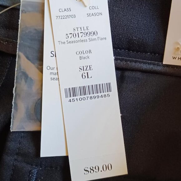 NEW! White House Black Market Seasonless Slim Flare Black Pants Size 6 Long/Tall - Picture 11 of 13